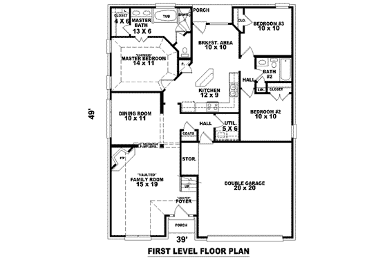 Floor Plan - Main Floor for European House Plan #81-763 - 3 bed, 2 bath