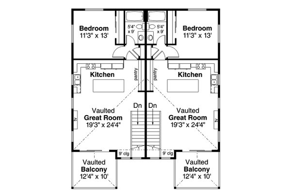 House Blueprint - Traditional Floor Plan - Upper Floor Plan #124-1297