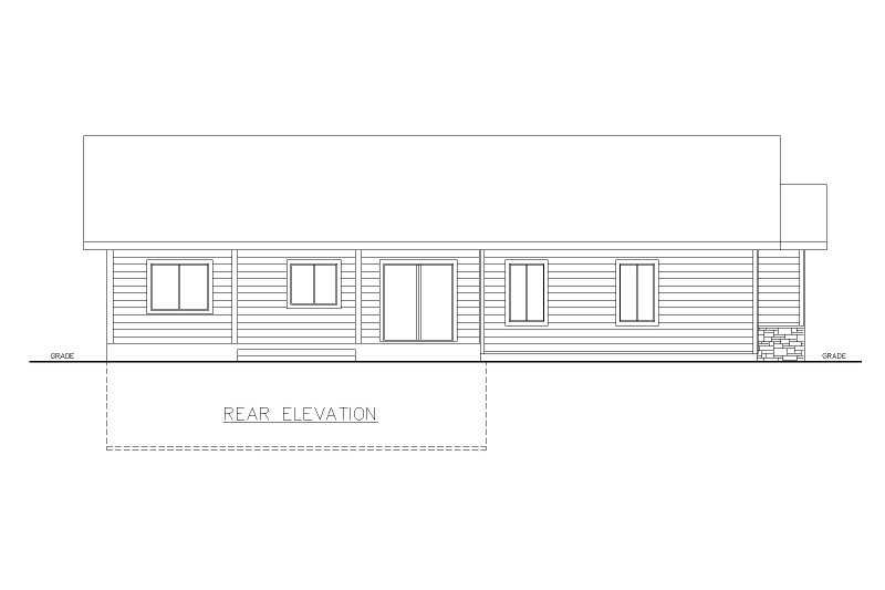 House Design - Exterior - Rear Elevation for Bungalow House Plan #117-1079 - 3 bed, 2 bath
