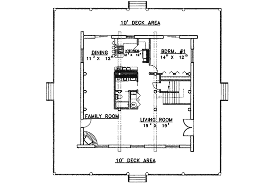 Floor Plan - Main Floor for Log House Plan #117-477 - 1 bed, 1 bath