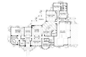Floor Plan - Main Floor for European House Plan #80-194 - 4 bed, 3 bath