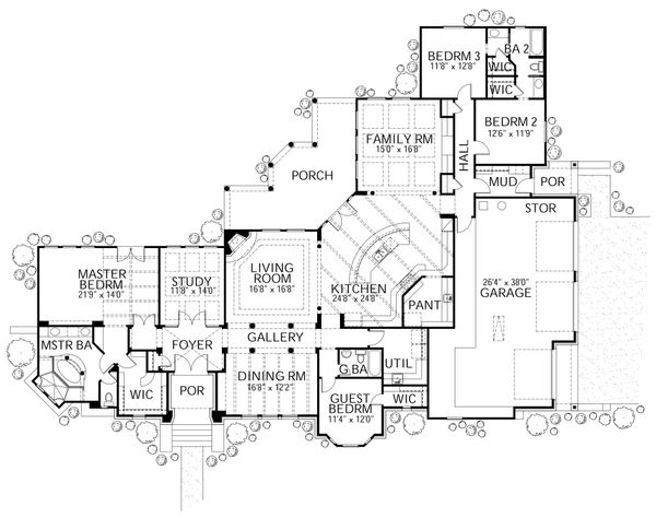 House Design - European Floor Plan - Main Floor Plan #80-194