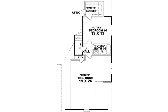 Floor Plan - Upper Floor for European House Plan #81-1266 - 3 bed, 2 bath