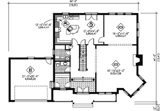 Floor Plan - Main Floor for European House Plan #25-4173 - 5 bed, 2.5 bath