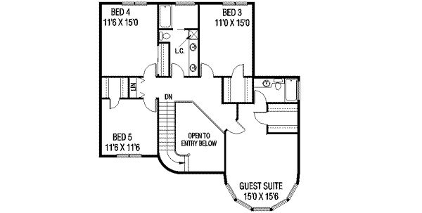 Traditional Floor Plan - Upper Floor Plan #60-253