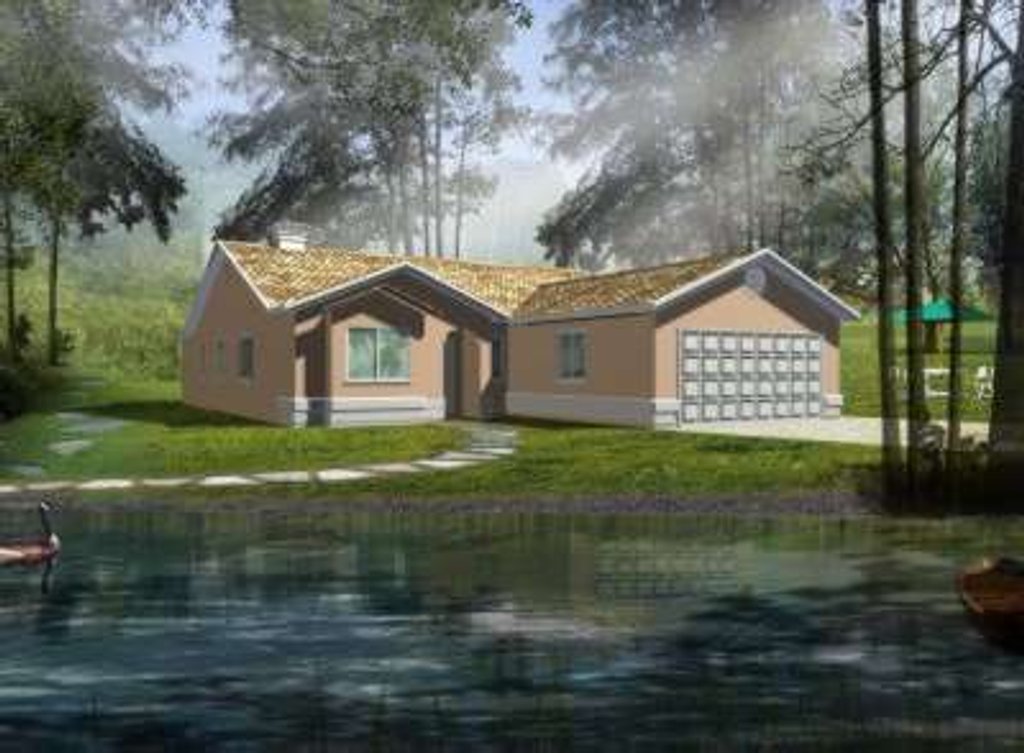 Exterior - Front Elevation 2 for Adobe / Southwestern House Plan #1-339 - 3 bed, 2 bath