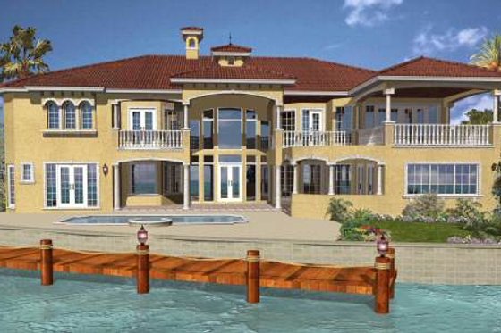 Exterior - Rear Elevation for Mediterranean House Plan #420-196 - 6 bed, 7.5 bath