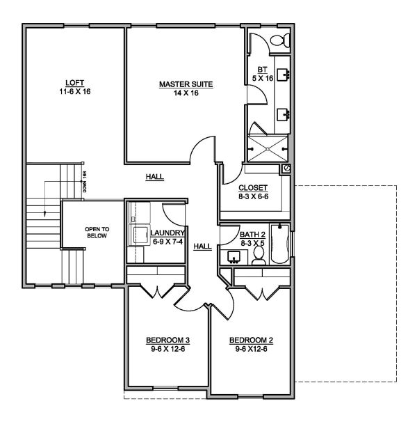 Home Plan - Traditional Floor Plan - Upper Floor Plan #1073-7