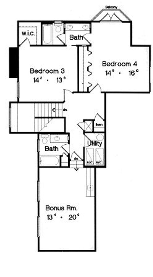 Floor Plan - Upper Floor for Craftsman House Plan #417-396 - 4 bed, 4.5 bath
