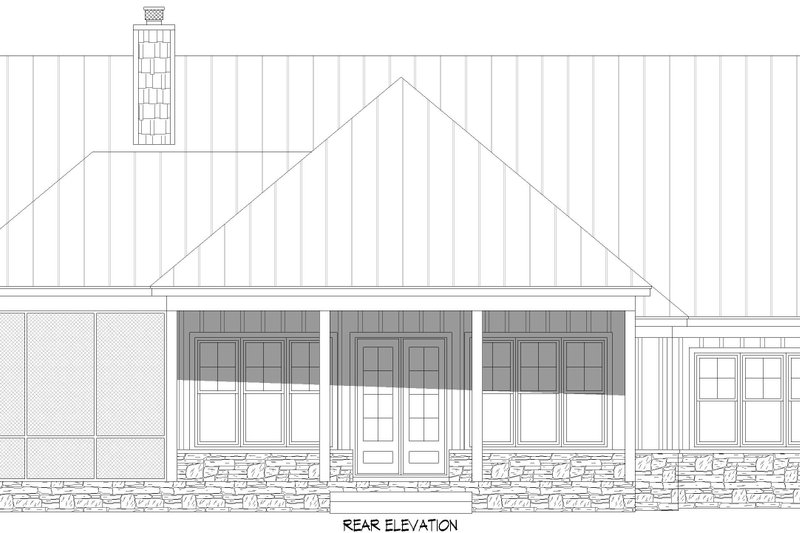 House Blueprint - Exterior - Rear Elevation 1 for Southern House Plan #932-1180 - 3 bed, 3 bath