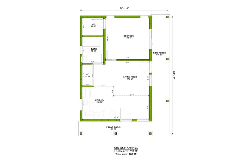 House Plan Design - Floor Plan - Main Floor for Contemporary House Plan #1106-183 - 1 bed, 1 bath