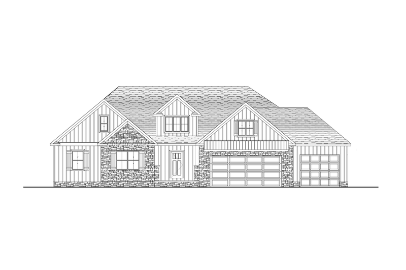 House Blueprint - Exterior - Front Elevation 3 for Craftsman House Plan #1089-5 - 4 bed, 2.5 bath