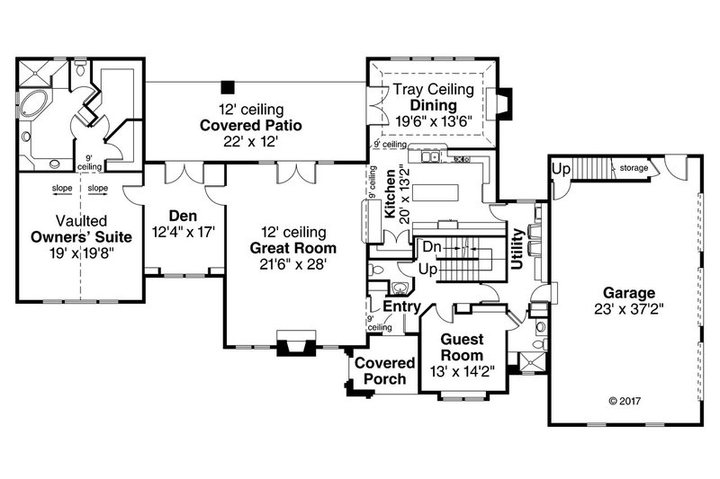 Architectural House Design - Floor Plan - Main Floor for European House Plan #124-1057 - 4 bed, 3.5 bath