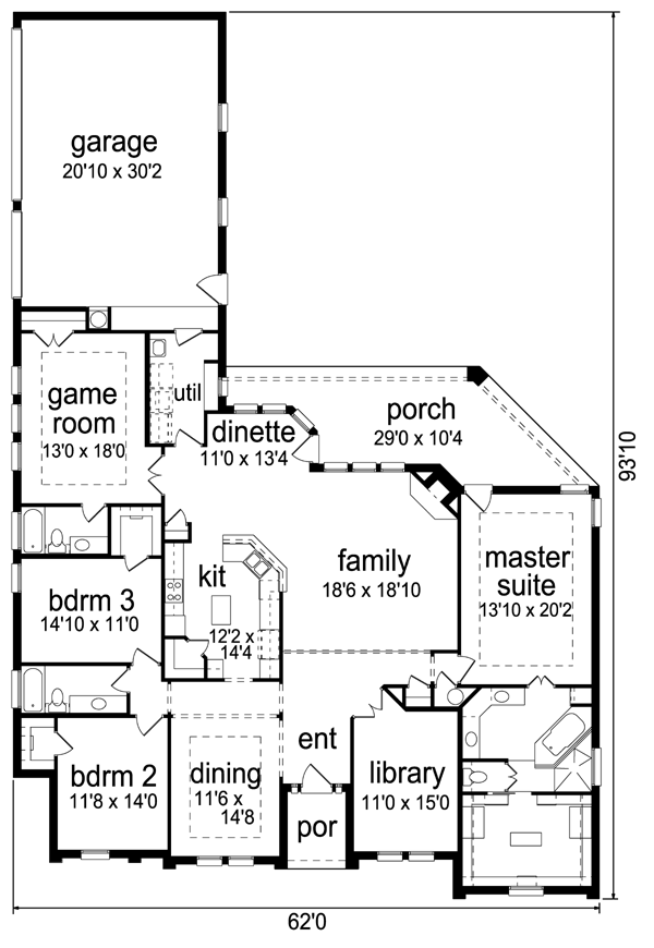 House Plan Design - European Floor Plan - Main Floor Plan #84-507