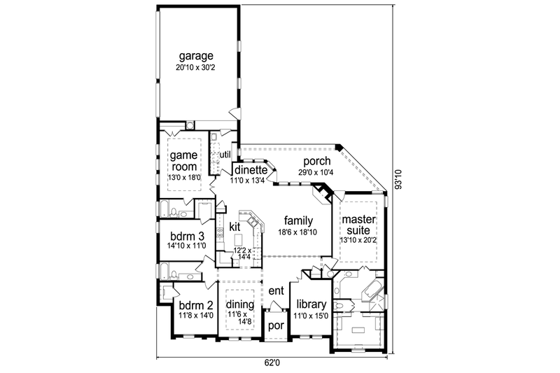 Dream House Plan - Floor Plan - Main Floor for European House Plan #84-507 - 3 bed, 3 bath