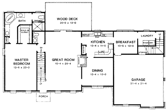 Floor Plan - Main Floor for Country House Plan #10-212 - 3 bed, 2.5 bath