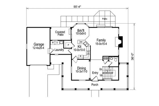 Floor Plan - Main Floor for Traditional House Plan #57-154 - 3 bed, 2.5 bath