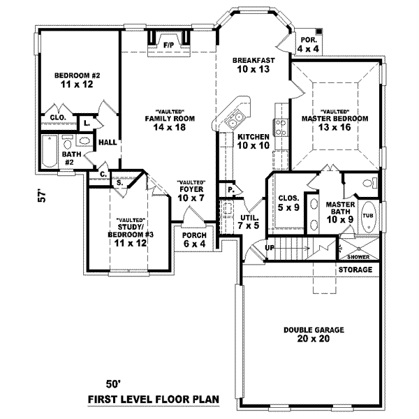 Floor Plan - Main Floor for European House Plan #81-1414 - 2 bed, 2 bath