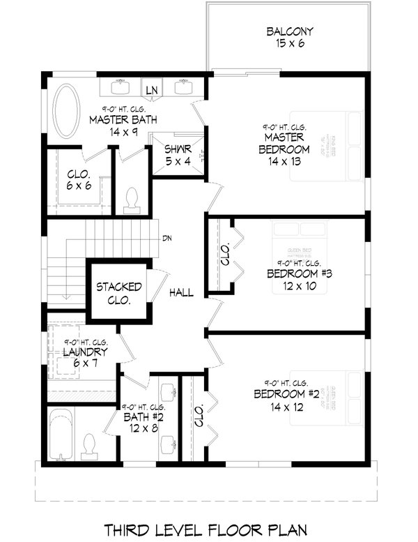 Dream House Plan - Floor Plan - Upper Floor 1 for Country House Plan #932-1460 - 4 bed, 3 bath