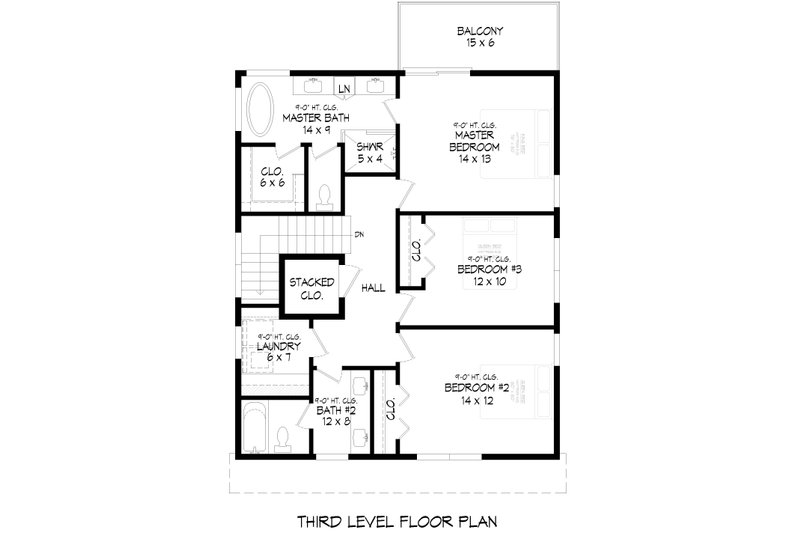 Dream House Plan - Floor Plan - Upper Floor 1 for Country House Plan #932-1460 - 4 bed, 3 bath