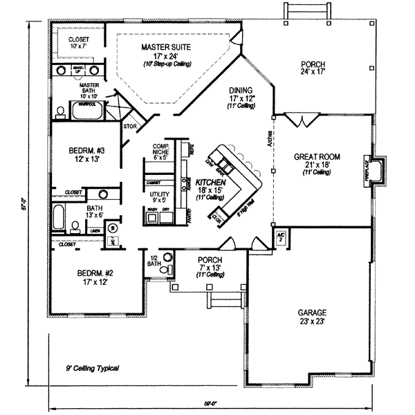 House Plan Design - European Floor Plan - Main Floor Plan #14-228