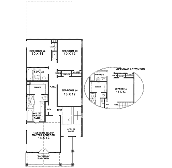 Southern Floor Plan - Upper Floor Plan #81-115