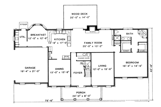 Floor Plan - Main Floor for Classical House Plan #10-263 - 4 bed, 3.5 bath