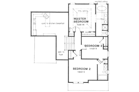 Floor Plan - Upper Floor for Traditional House Plan #129-143 - 3 bed, 2.5 bath
