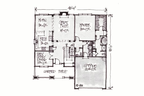 Floor Plan - Main Floor for Craftsman House Plan #20-249 - 4 bed, 3.5 bath