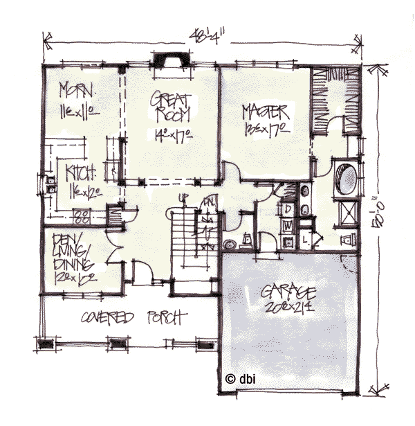 Home Plan - Craftsman Floor Plan - Main Floor Plan #20-249