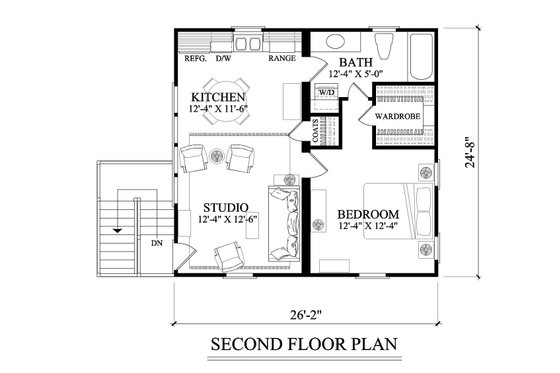 Floor Plan - Upper Floor for Craftsman House Plan #137-394 - 1 bed, 1 bath
