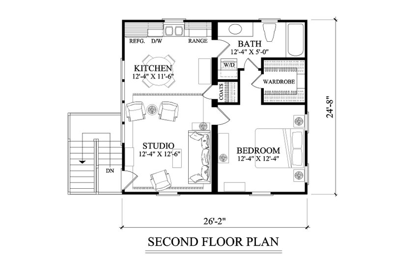 House Design - Floor Plan - Upper Floor for Craftsman House Plan #137-394 - 1 bed, 1 bath