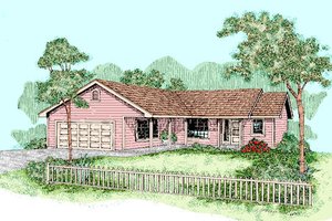 Ranch Exterior - Front Elevation Plan #60-255