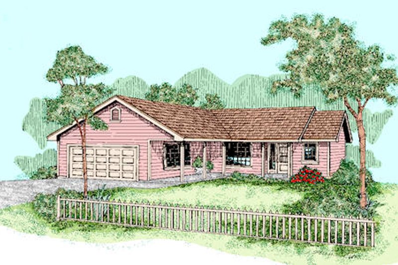 Architectural House Design - Ranch Exterior - Front Elevation Plan #60-255