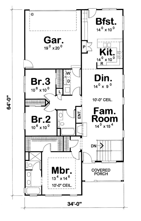 Home Plan - Craftsman Floor Plan - Main Floor Plan #20-1745