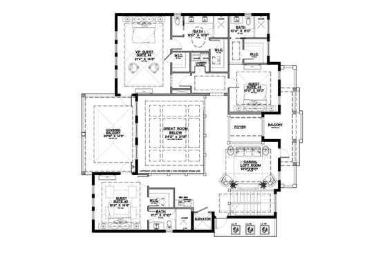 Floor Plan - Upper Floor for Beach House Plan #548-54 - 4 bed, 4.5 bath