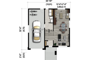 Floor Plan - Main Floor for Contemporary House Plan #25-4894 - 2 bed, 1.5 bath