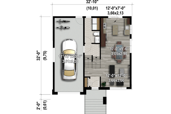 Floor Plan - Main Floor for Contemporary House Plan #25-4894 - 2 bed, 1.5 bath