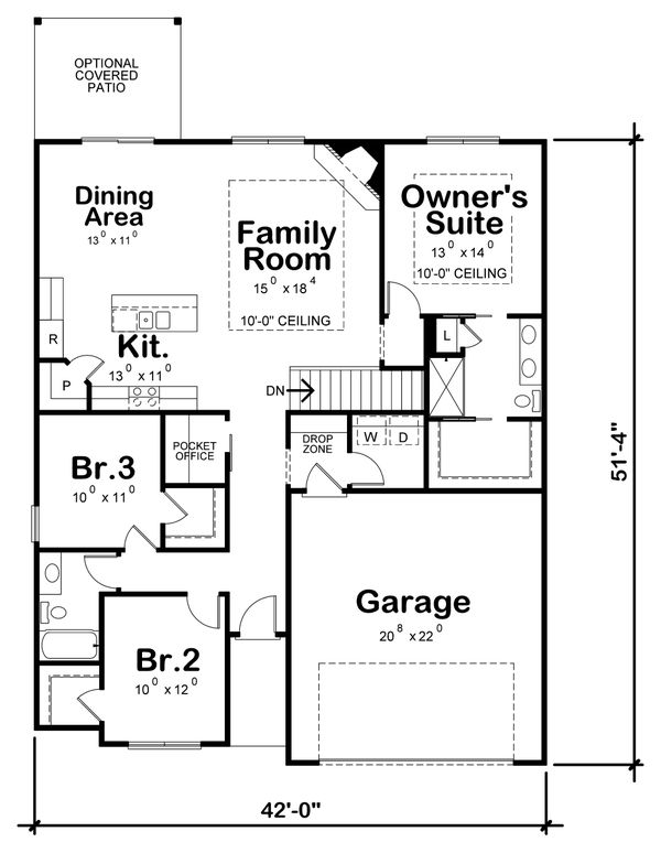 Home Plan - Traditional Floor Plan - Main Floor Plan #20-2358