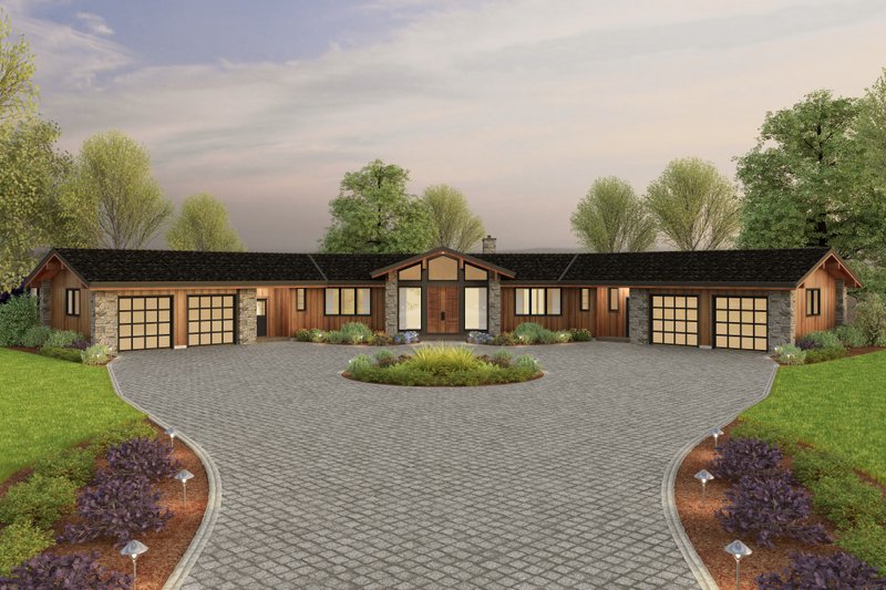 House Blueprint - Contemporary Exterior - Front Elevation Plan #48-1050