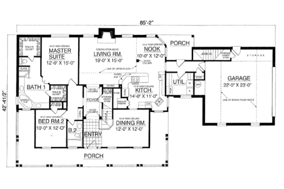 Floor Plan - Main Floor for Country House Plan #40-340 - 4 bed, 3 bath