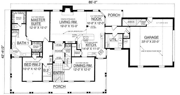 Dream House Plan - Country Floor Plan - Main Floor Plan #40-340