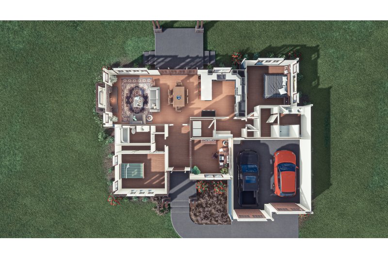 House Blueprint - Floor Plan - Main Floor for Craftsman House Plan #1088-10 - 2 bed, 2 bath