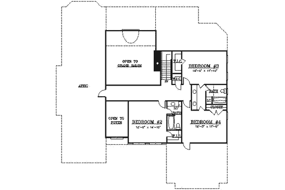 Floor Plan - Upper Floor for European House Plan #119-237 - 4 bed, 4 bath