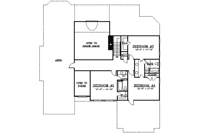 Home Plan - Floor Plan - Upper Floor for European House Plan #119-237 - 4 bed, 4 bath
