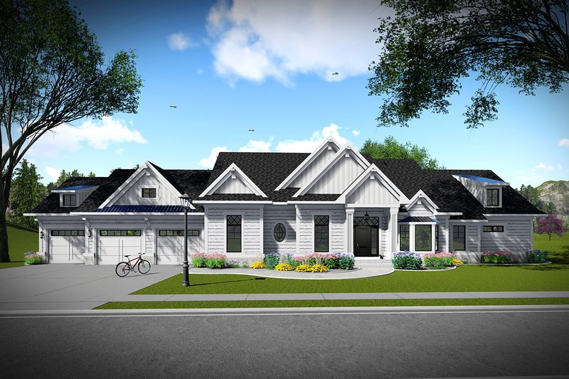 Architectural House Design - Exterior - Front Elevation 5 for Ranch House Plan #70-1467 - 3 bed, 2 bath