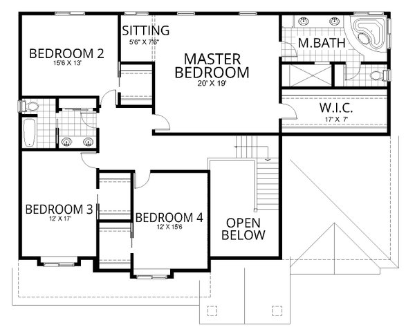 Craftsman Floor Plan - Upper Floor Plan #112-182