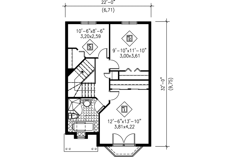 Dream House Plan - Floor Plan - Upper Floor for European House Plan #25-207 - 3 bed, 1.5 bath