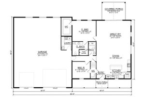 Floor Plan - Main Floor for Barndominium House Plan #1064-192 - 2 bed, 2 bath