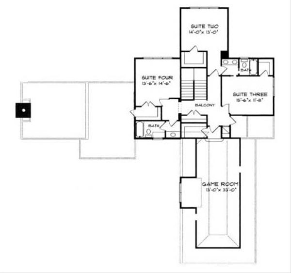House Blueprint - European Floor Plan - Upper Floor Plan #413-112